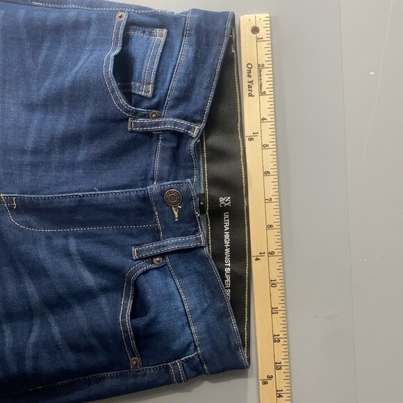 New York & Company Blue Ultra High-Waist Super Skinny Women's Jean Pants Size 4 - Picture 5 of 12